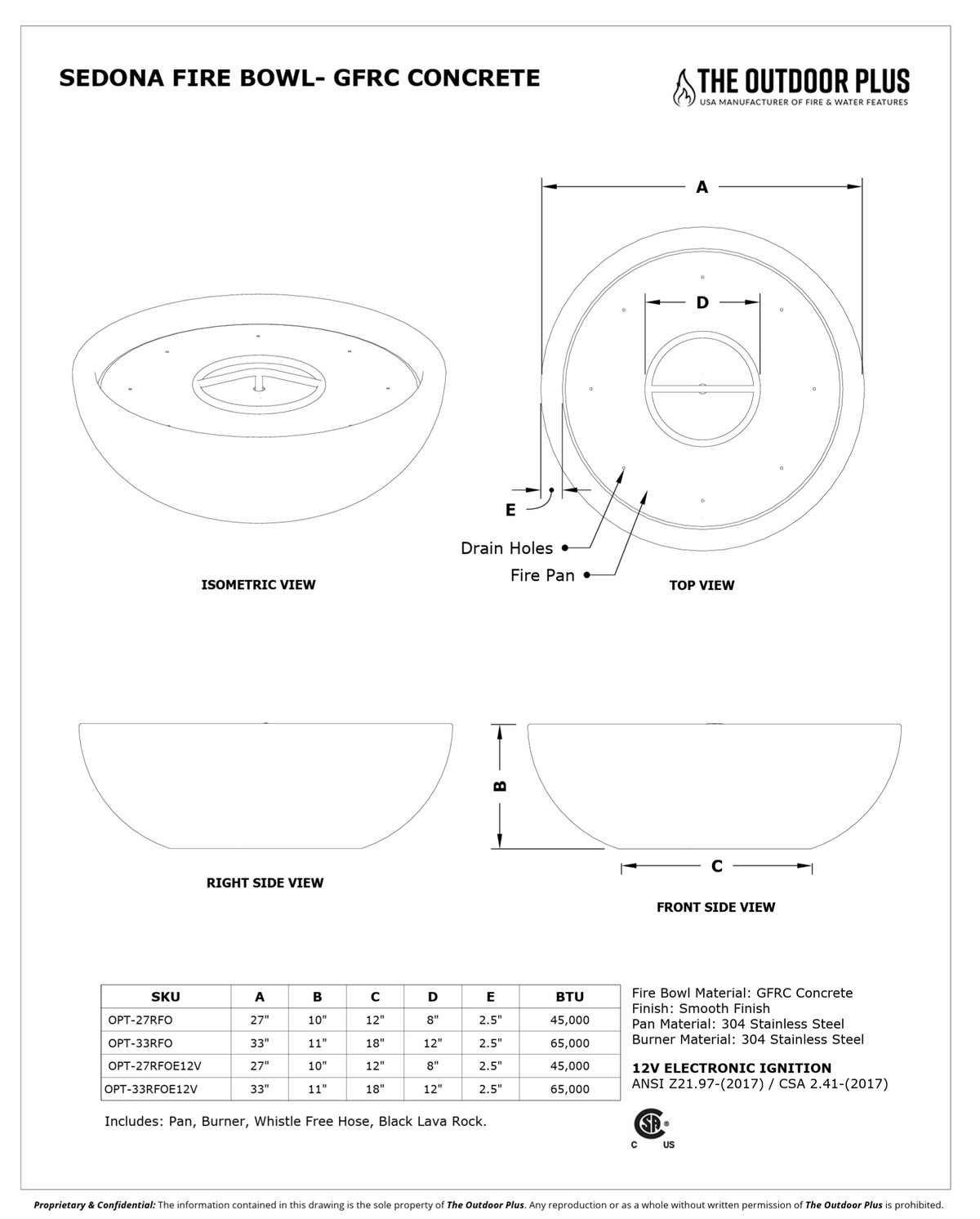 The Outdoor Plus Sedona Round Gas Fire Bowl