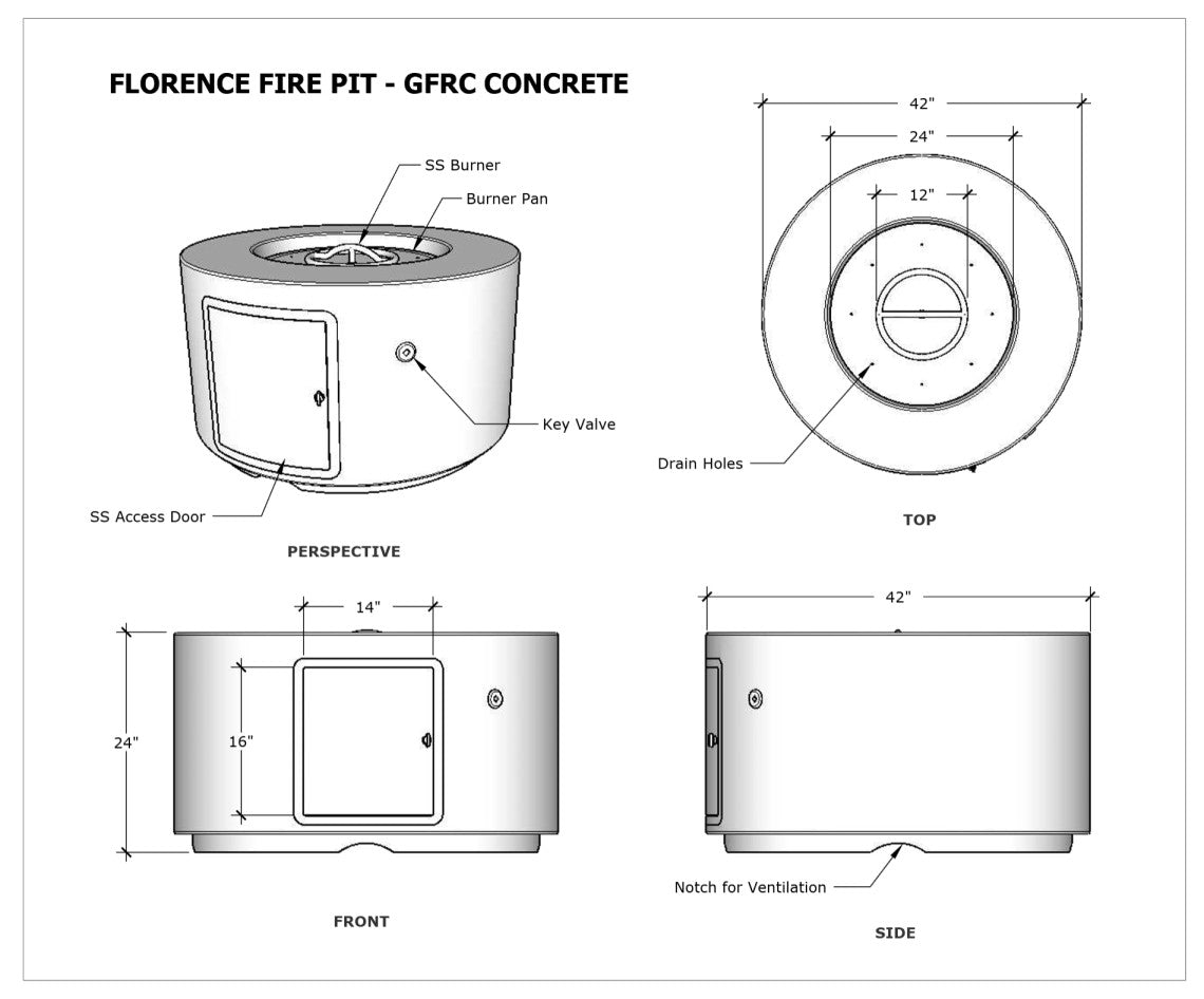 The Outdoor Plus Florence 32in Round Gas Fire Pit