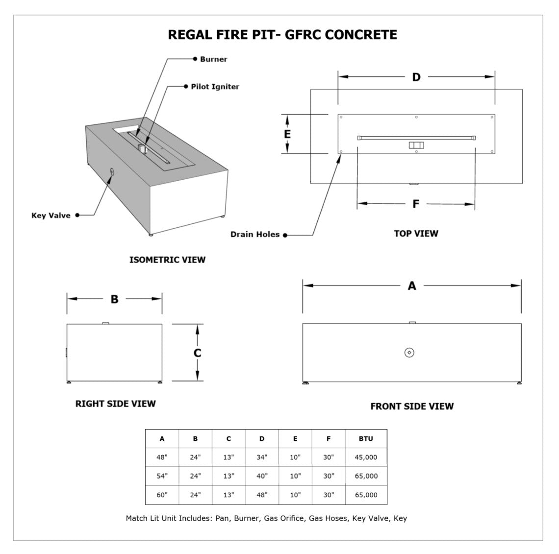 The Outdoor Plus Regal Rectangle Gas Fire Pit