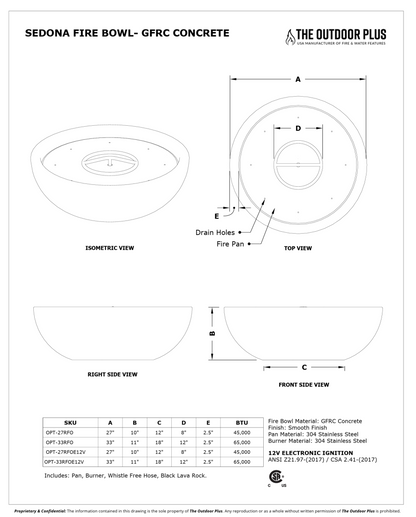 The Outdoor Plus Sedona Round Gas Fire Bowl