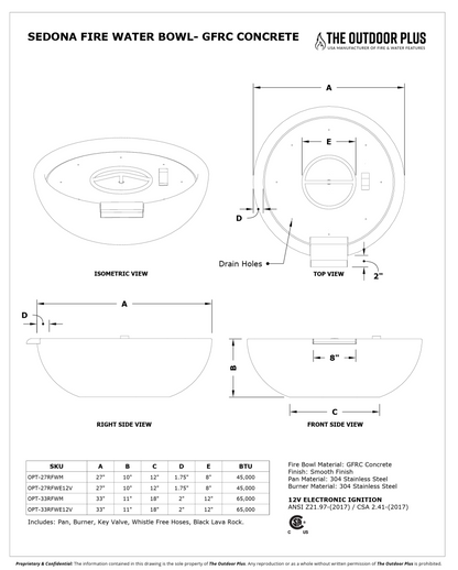 The Outdoor Plus Sedona Round Gas Fire & Water Bowl