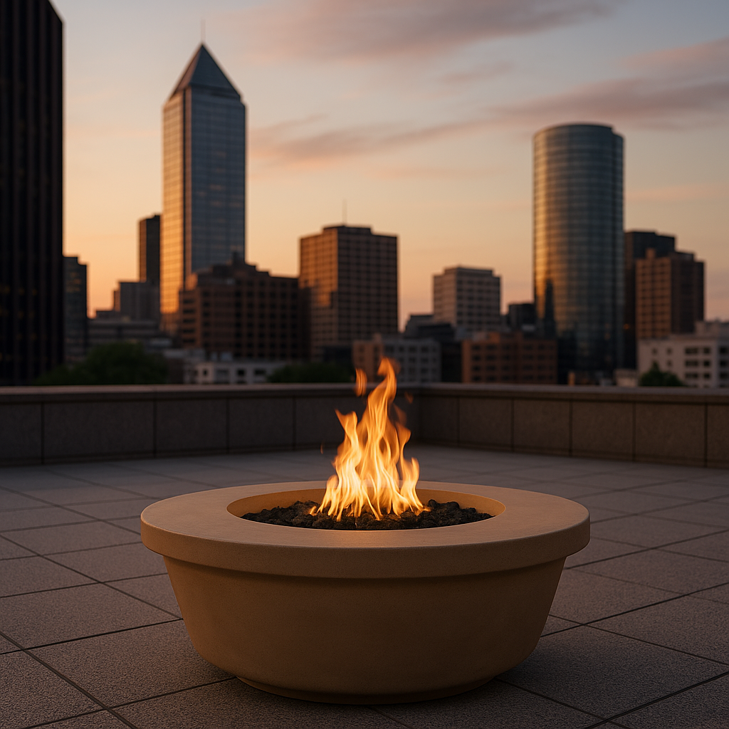 The Outdoor Plus Tempe Round Gas Fire Pit Table
