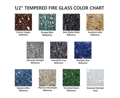 1/ Tempered Fire Glass Europa Blue Reflective
