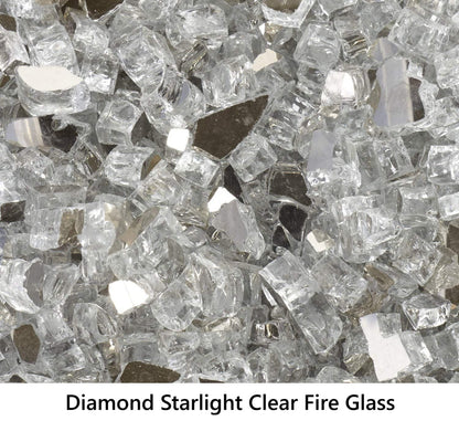 1/2" Tempered Fire Glass Diamond Starlight Clear 10lb