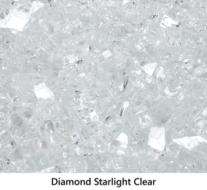 1/4" Tempered Fire Glass Diamond Starlight Clear 10lb