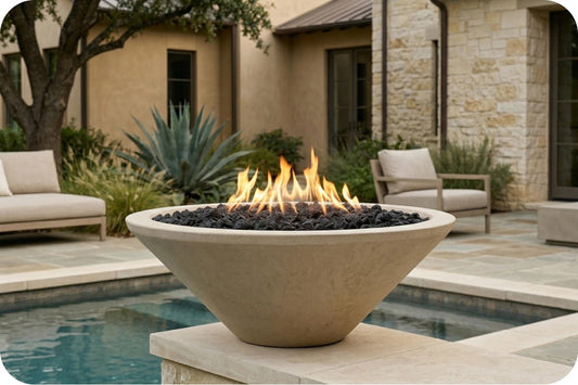 Prism Hardscapes Embarcadero Pedistal 31in Round Gas Fire Bowl