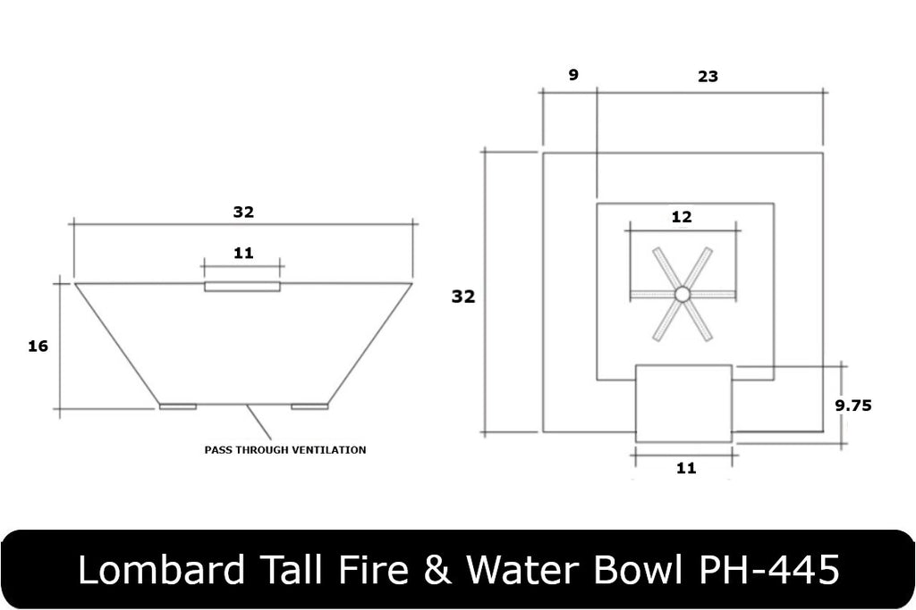 Prism Hardscapes Lombard Tall Square Fire & Water Bowl