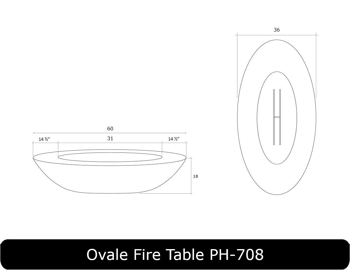 Prism Hardscapes Ovale Oval Gas Fire Pit Table