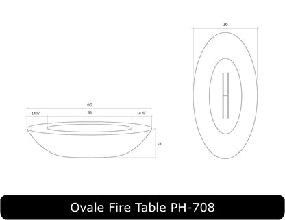 Prism Hardscapes Ovale 60 Oval Gas Fire Table