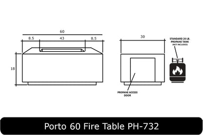 Prism Hardscapes Porto 60 Rectangle Propane Fire Table