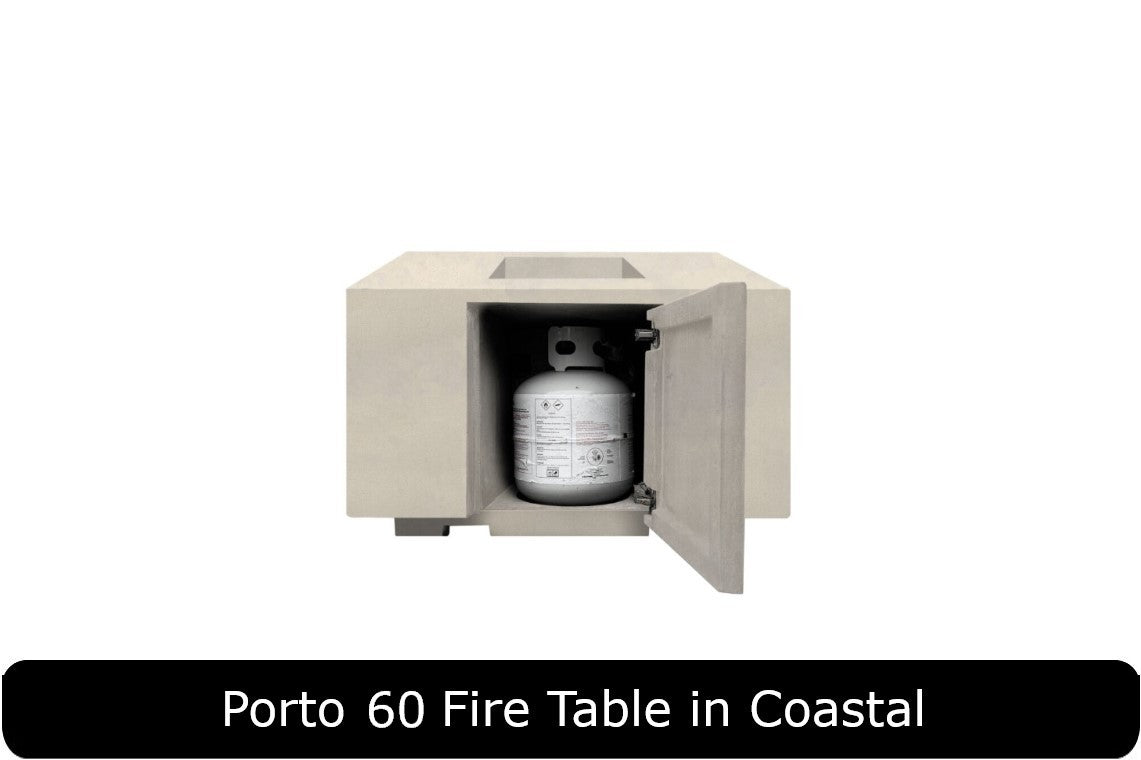 Porto 60 Fire Table in Ultra White Concrete Finish