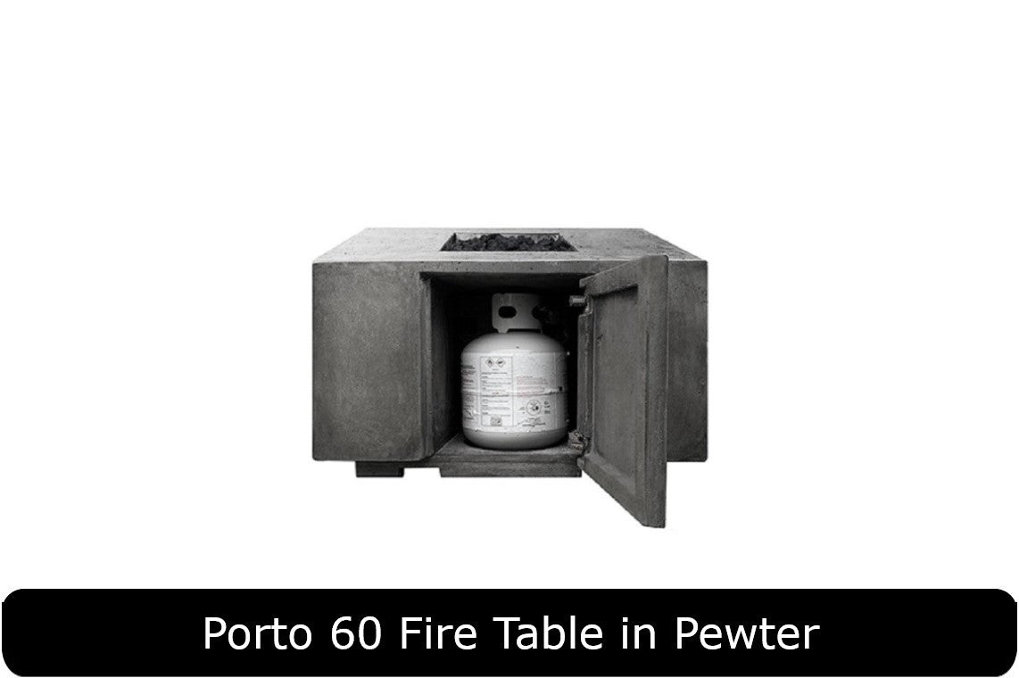Porto 60 Fire Table in Pewter Concrete Finish