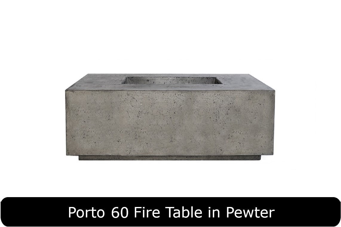 Porto 60 Fire Table in Pewter Concrete Finish