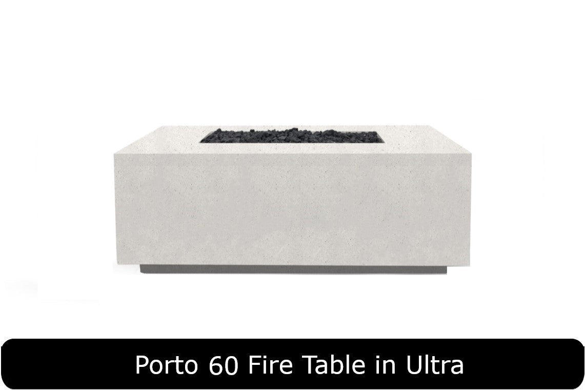 Porto 60 Fire Table in Ultra White Concrete Finish