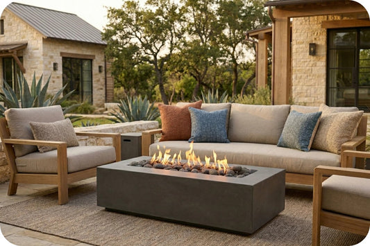 Prism Hardscapes Tavola 66 Slim Rectangle Gas Fire Pit Table