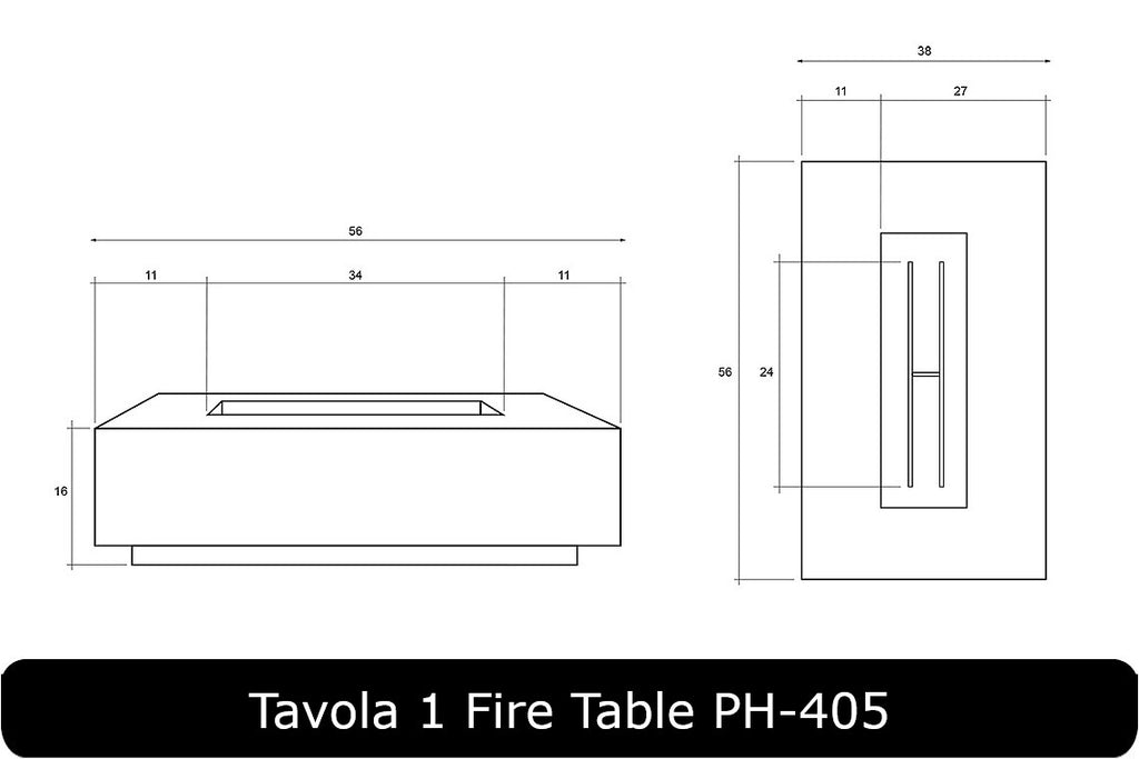 Prism Hardscapes Tavola 1 Rectangle Gas Fire Pit Table