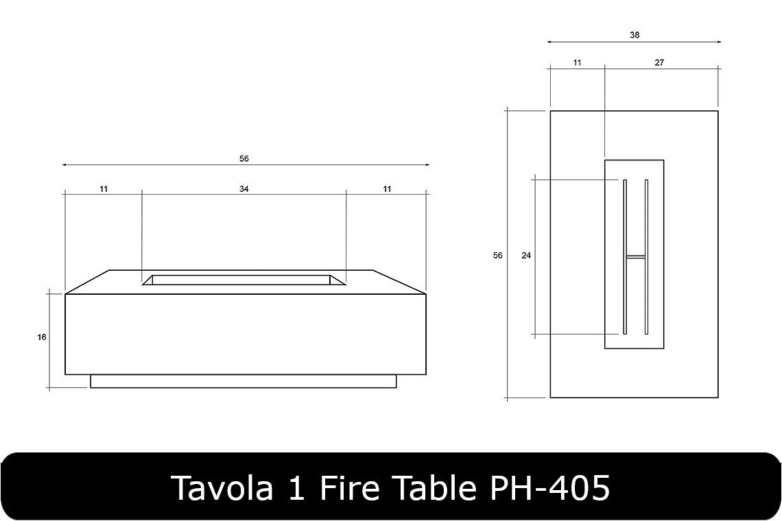 Prism Hardscapes Tavola 1 Rectangle Gas Fire Pit Table