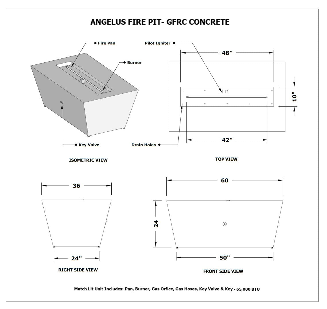 The Outdoor Plus Angelus Rectangle Gas Fire Table