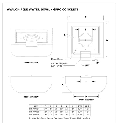 The Outdoor Plus Avalon Square Gas Fire & Water Bowl