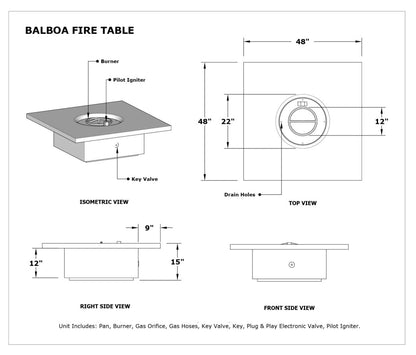 The Outdoor Plus Balboa Square Gas Fire Table