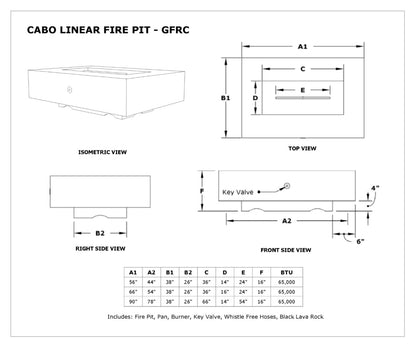 The Outdoor Plus Cabo Rectangle Gas Fire Pit
