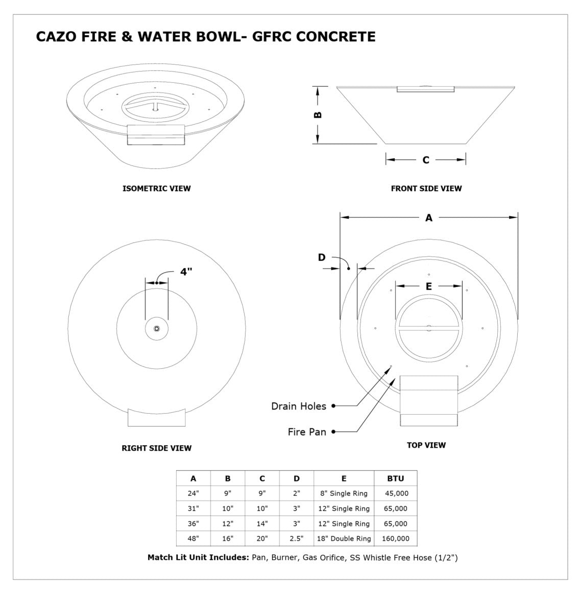 The Outdoor Plus Cazo Round Gas Fire & Water Bowl