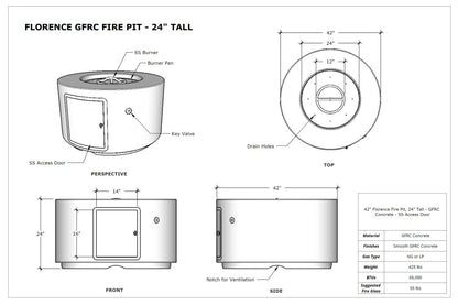 The Outdoor Plus 42in Florence Tall Round Gas Fire Pit