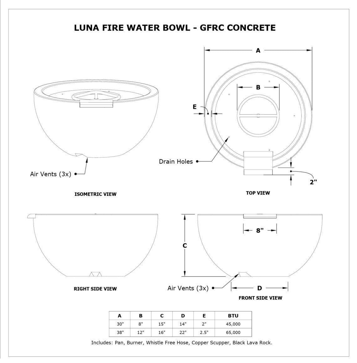 The Outdoor Plus Luna Round Fire & Water Bowl