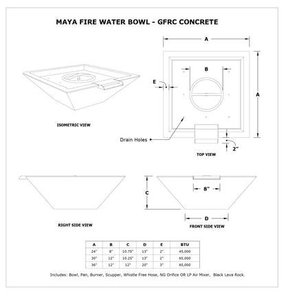 The Outdoor Plus Maya Square Gas Fire & Water Bowl