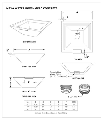 The Outdoor Plus Maya Square Water Bowl