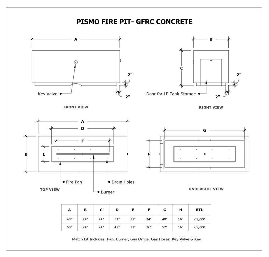 The Outdoor Plus Pismo Rectangle Gas Fire Pit