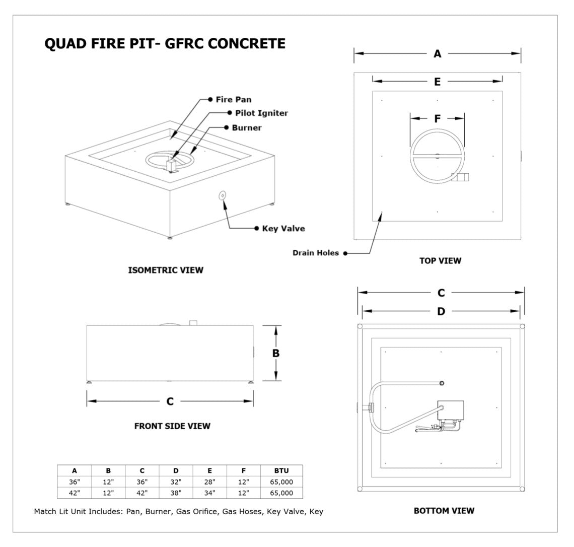 The Outdoor Plus Quad Square Gas Fire Pit