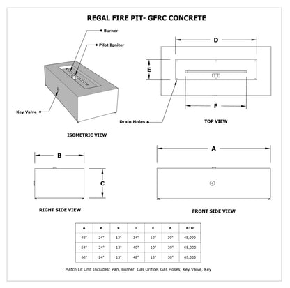 The Outdoor Plus Regal Rectangle Gas Fire Pit
