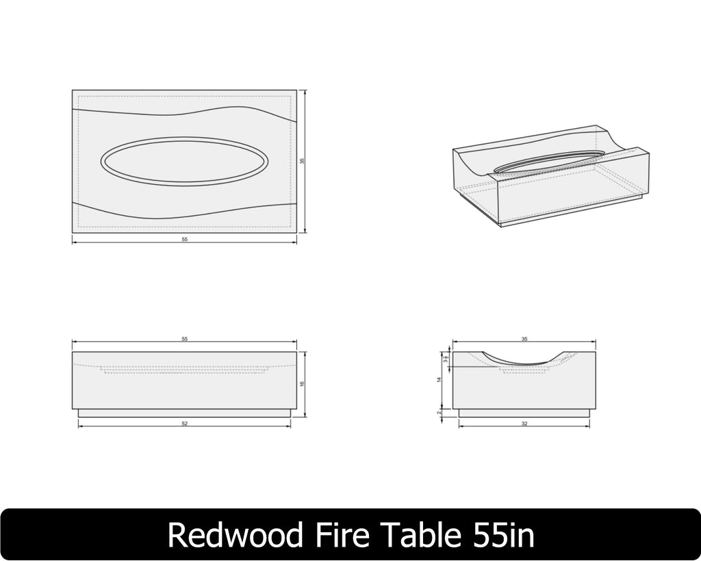 Freedom Fire Pits Redwood Gas Fire Pit Table