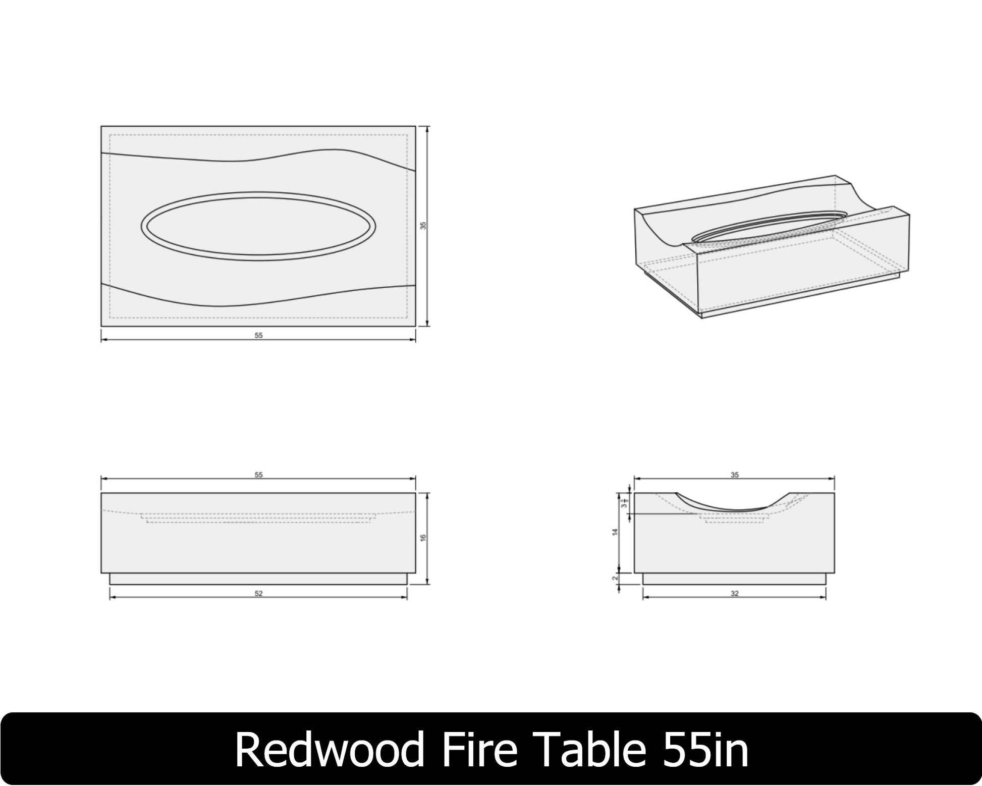 Freedom Fire Pits Redwood Gas Fire Pit Table
