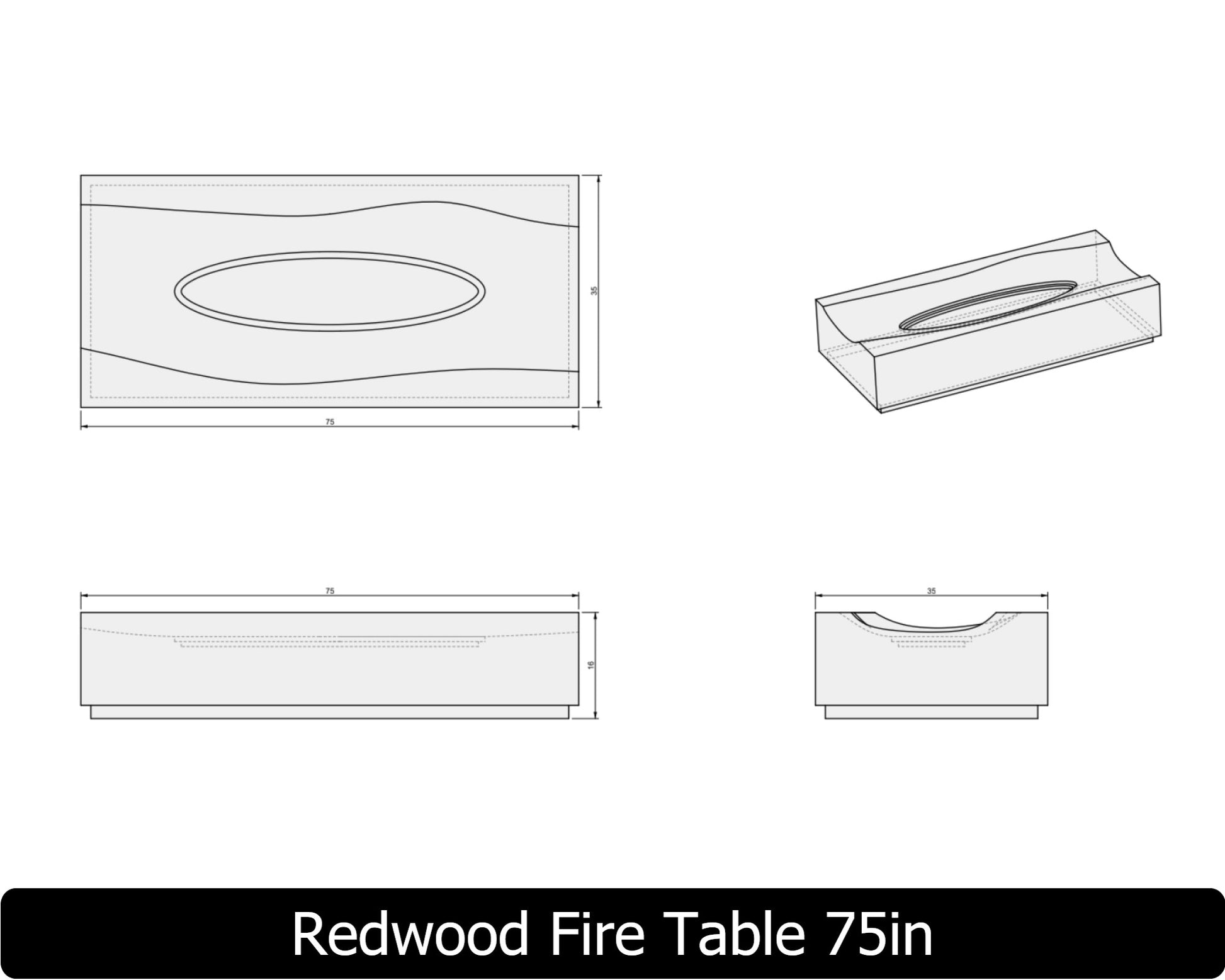 Freedom Fire Pits Redwood Gas Fire Pit Table