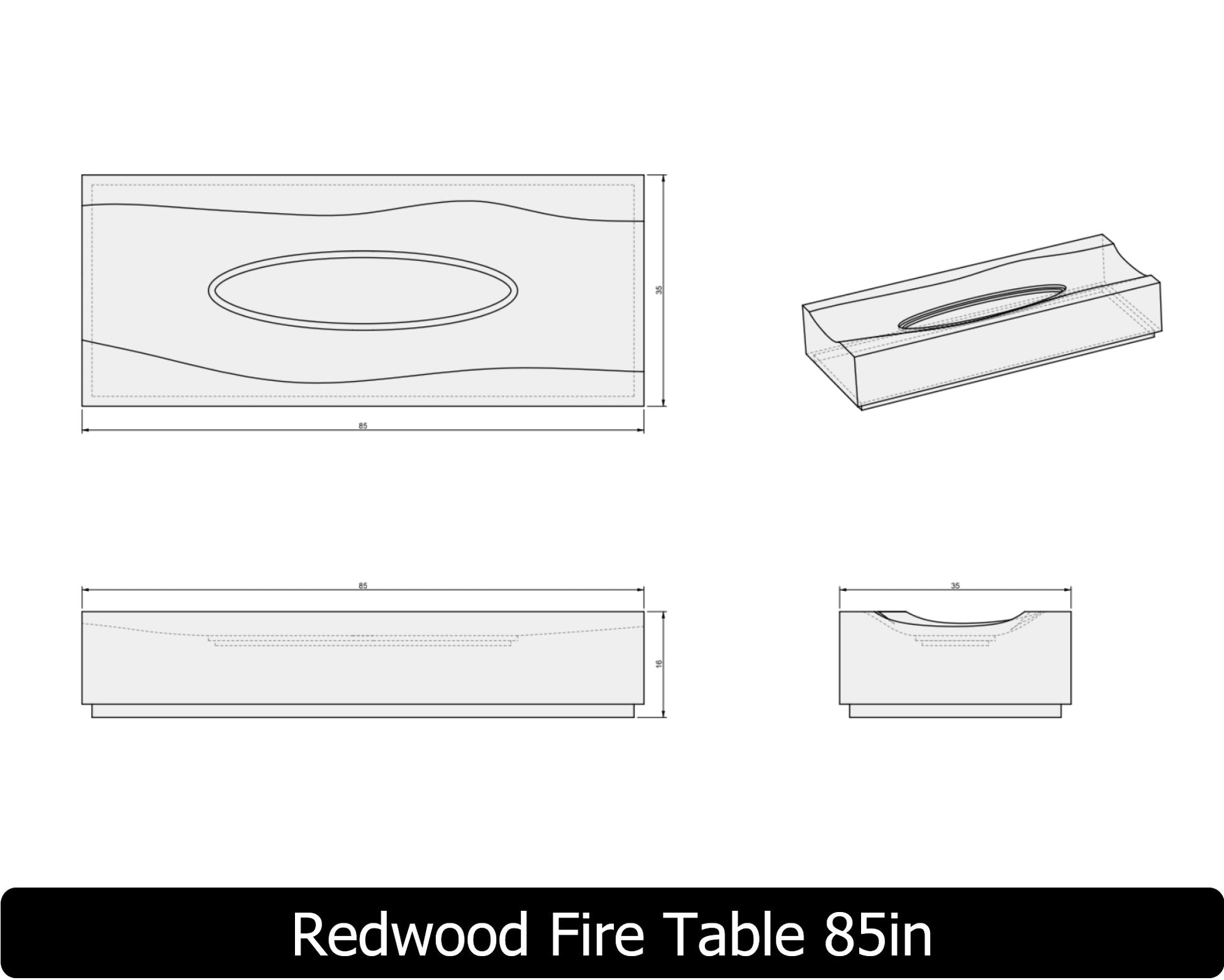 Freedom Fire Pits Redwood Gas Fire Pit Table