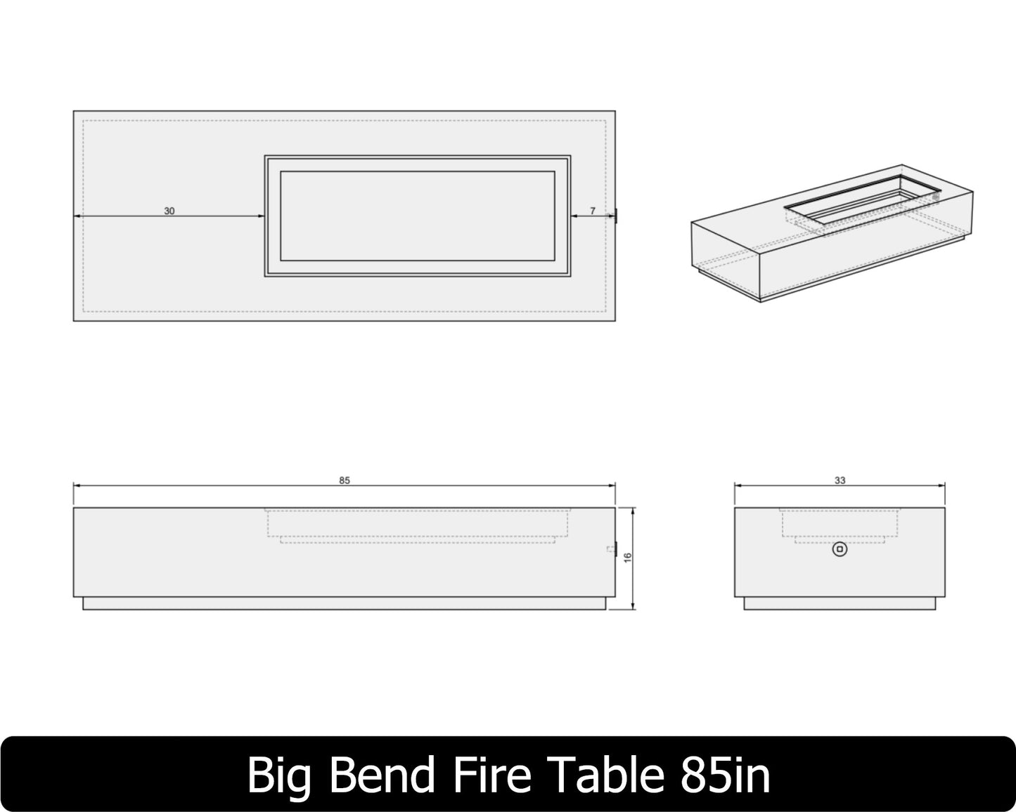 The Freedom Collection Big Bend Rectangle Gas Fire Table