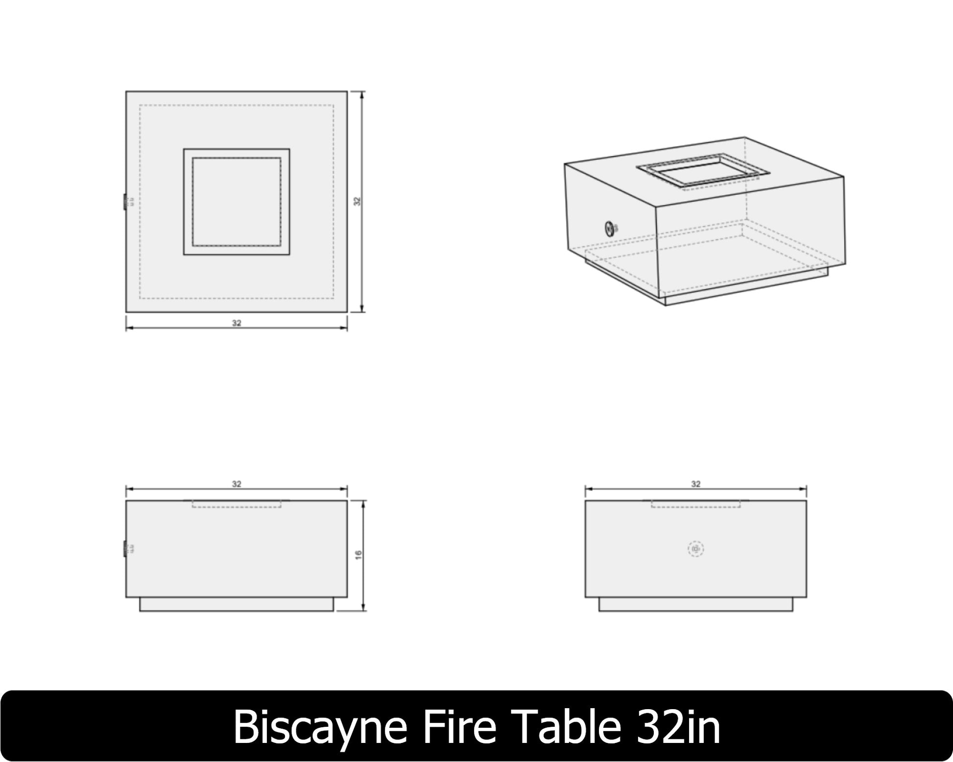 Freedom Fire Pits Biscayne Square Gas Fire Pit Table