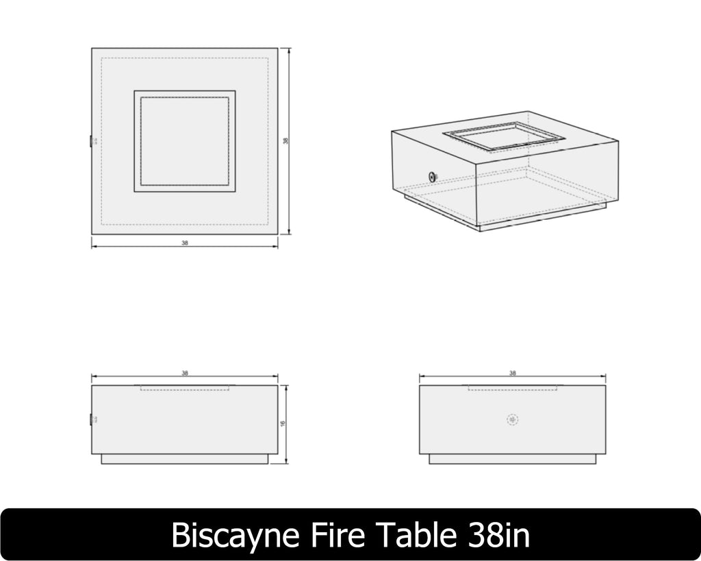 Freedom Fire Pits Biscayne Square Gas Fire Pit Table