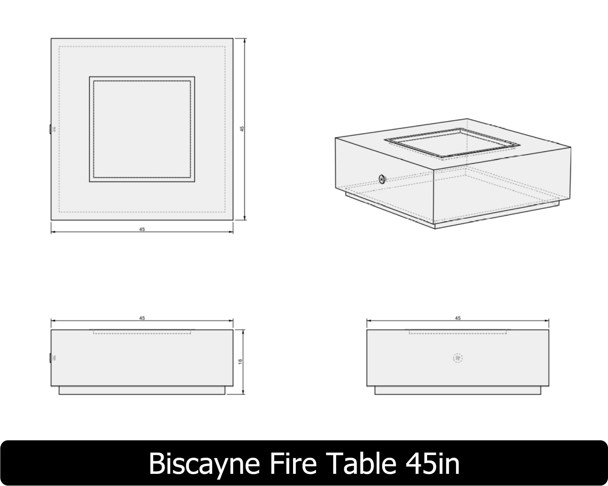 Freedom Fire Pits Biscayne Square Gas Fire Pit Table