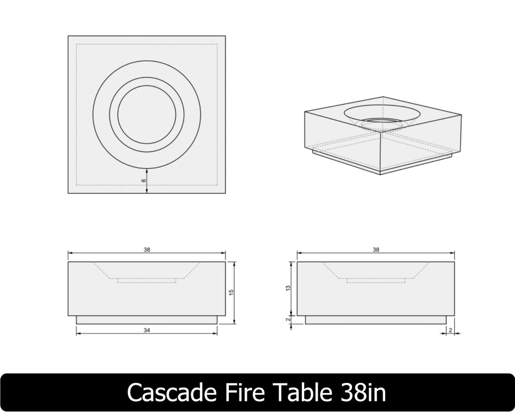 Freedom Fire Pits Cascade Square Gas Fire Pit Table
