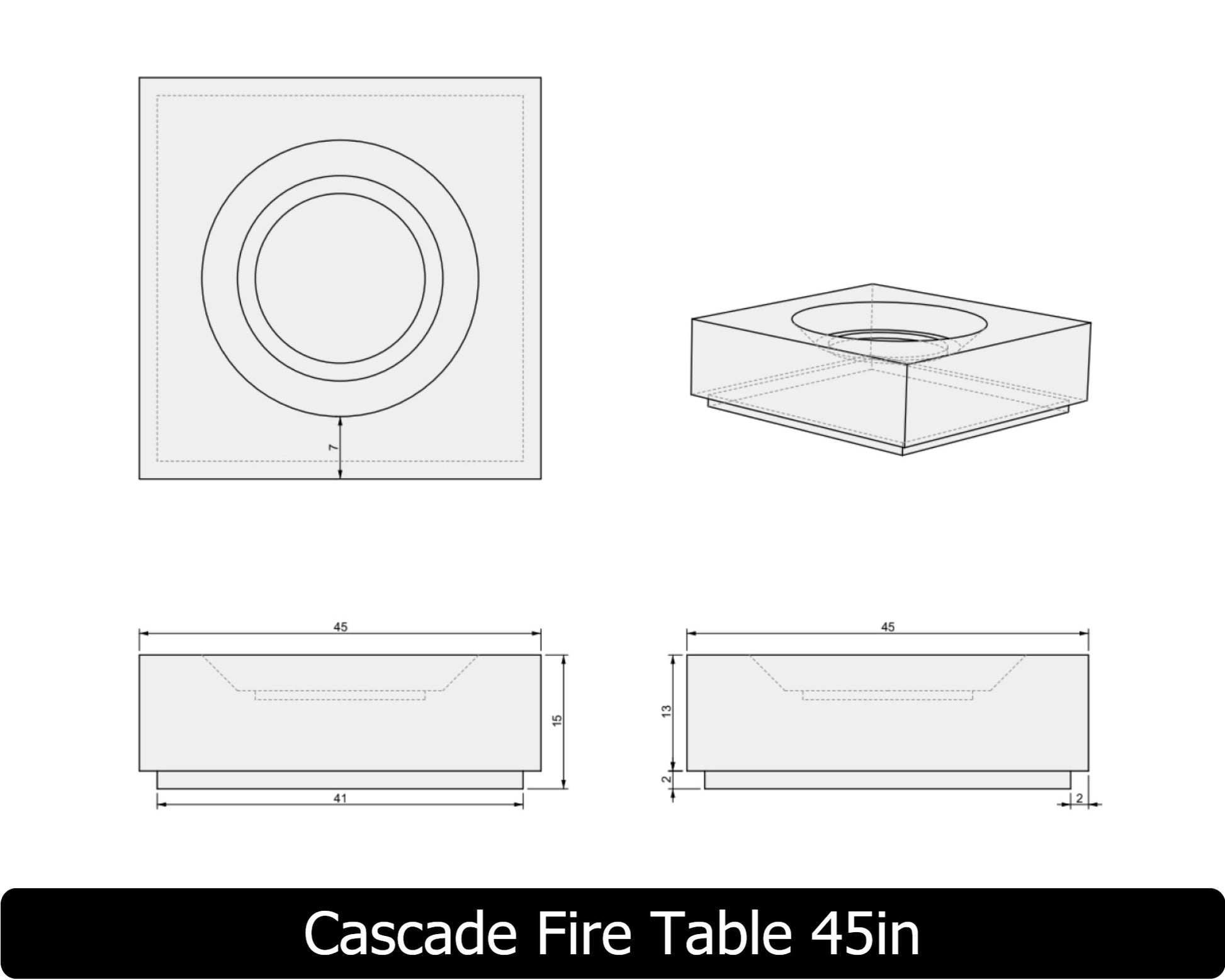 Freedom Fire Pits Cascade Square Gas Fire Pit Table