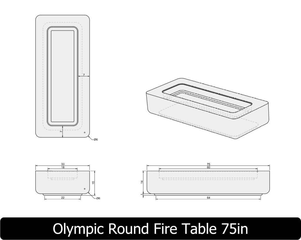 Freedom Fire Pits Olympic Rectangle Gas Fire Pit Table