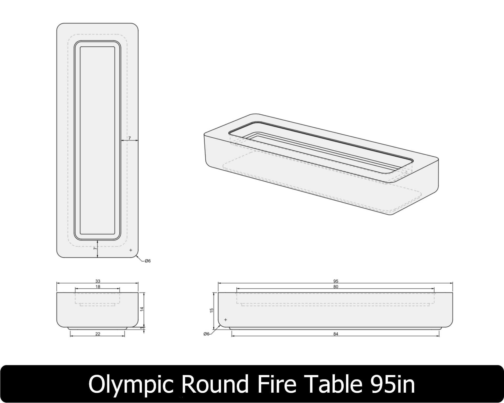 Freedom Fire Pits Olympic Rectangle Gas Fire Pit Table