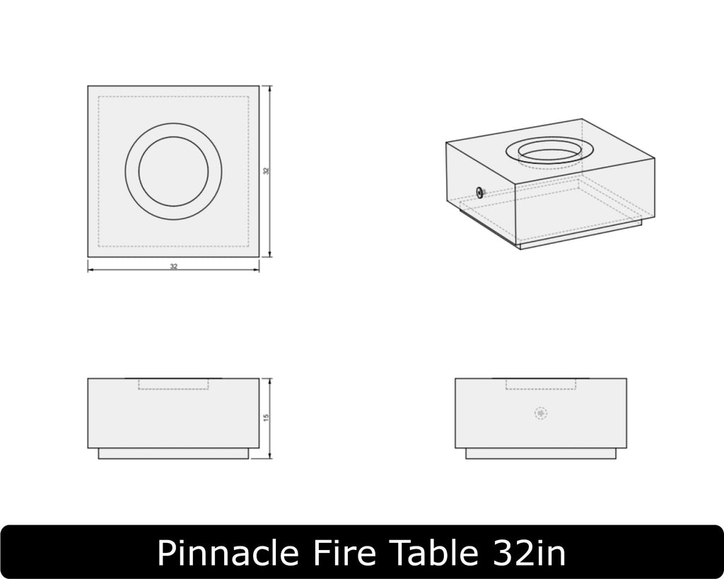 Freedom Fire Pits Pinnacle Square Gas Fire Pit Table