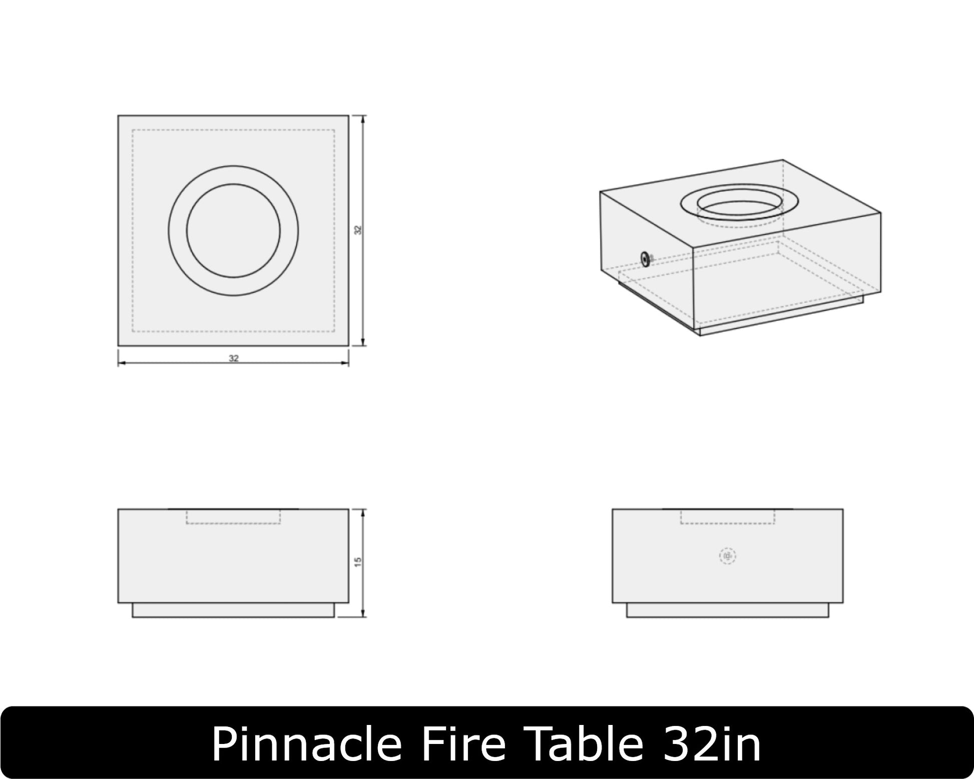 Freedom Fire Pits Pinnacle Square Gas Fire Pit Table