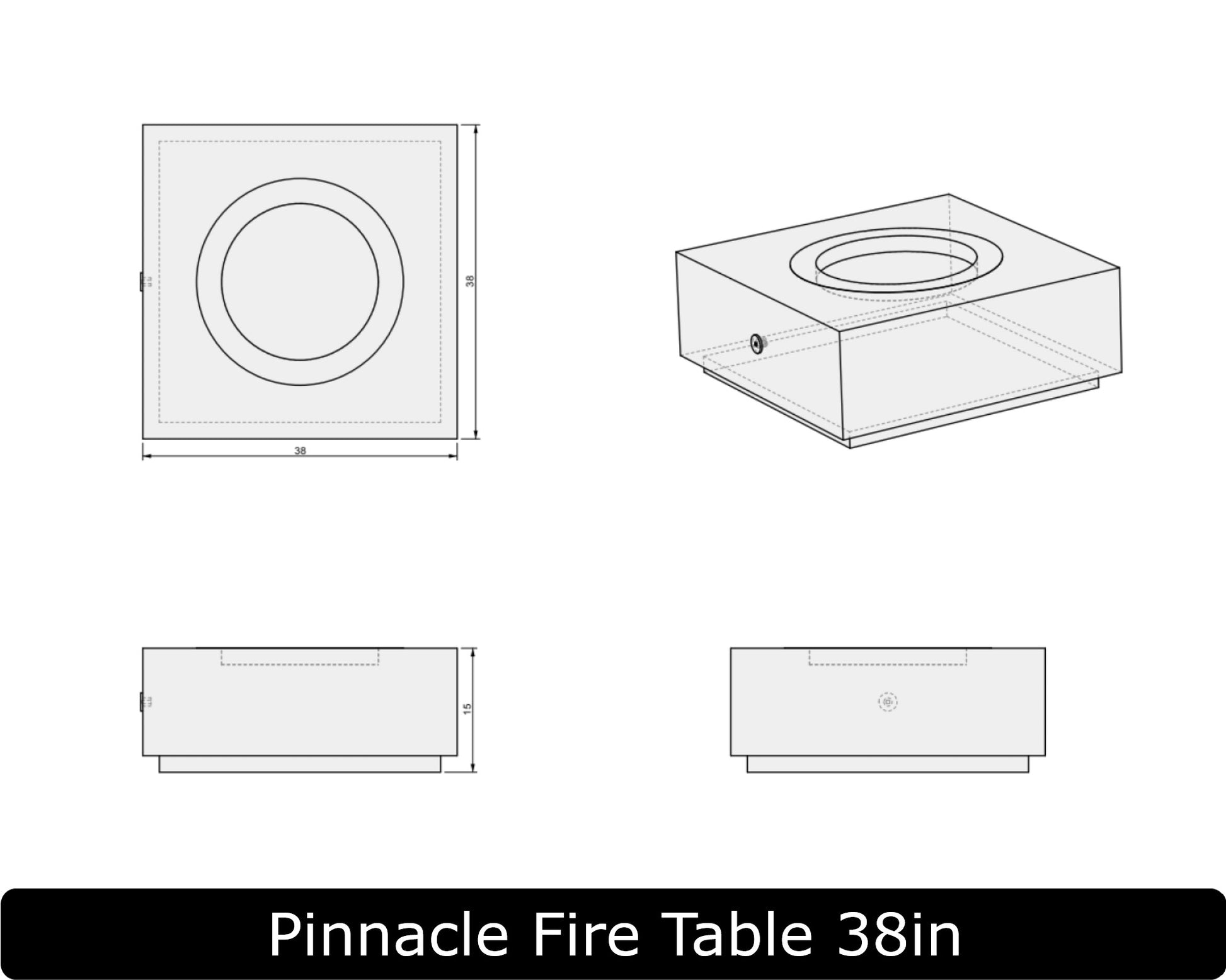 Freedom Fire Pits Pinnacle Square Gas Fire Pit Table