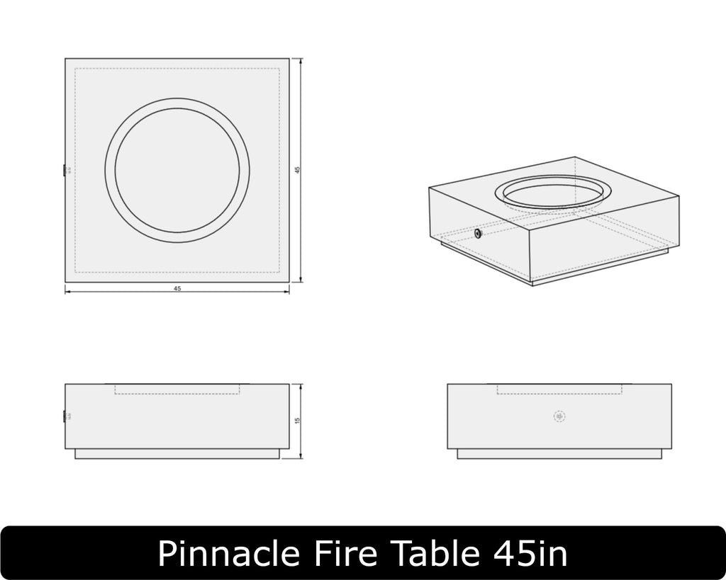 Freedom Fire Pits Pinnacle Square Gas Fire Pit Table