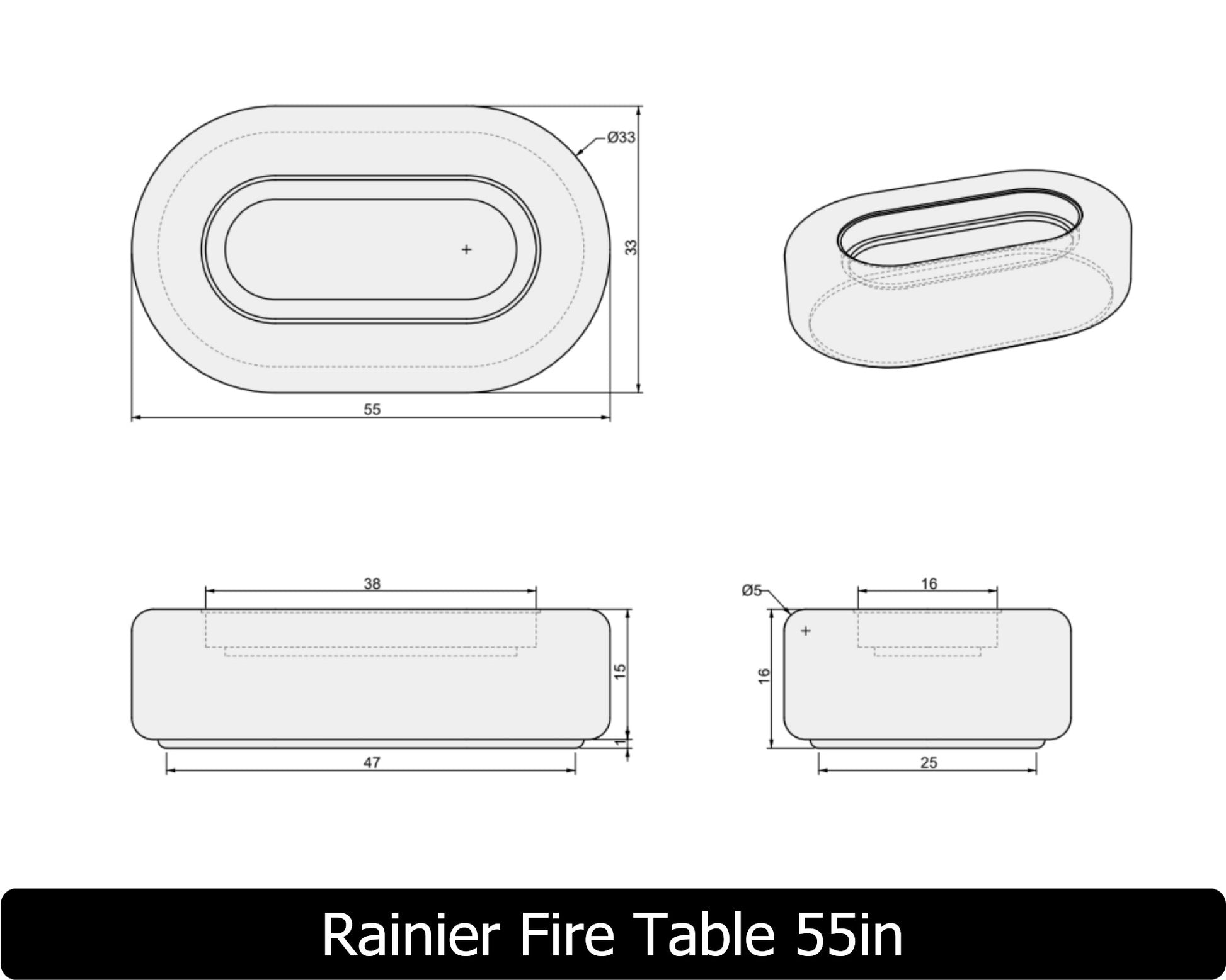 Freedom Fire Pits Rainier Rectangle Gas Fire Pit Table
